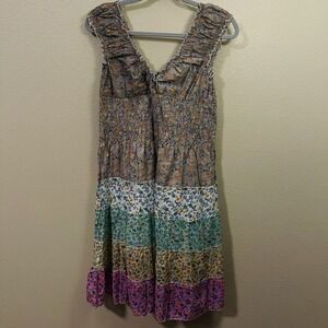 NWT Jackpot‎ Light Floral Cotton Dress Smocked Tiered Multi Cottagecore Size XL